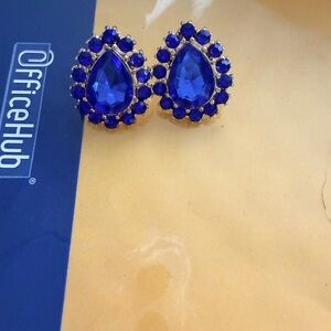 Blue Teardrop Crystal Stud Earrings - Women Jewelry